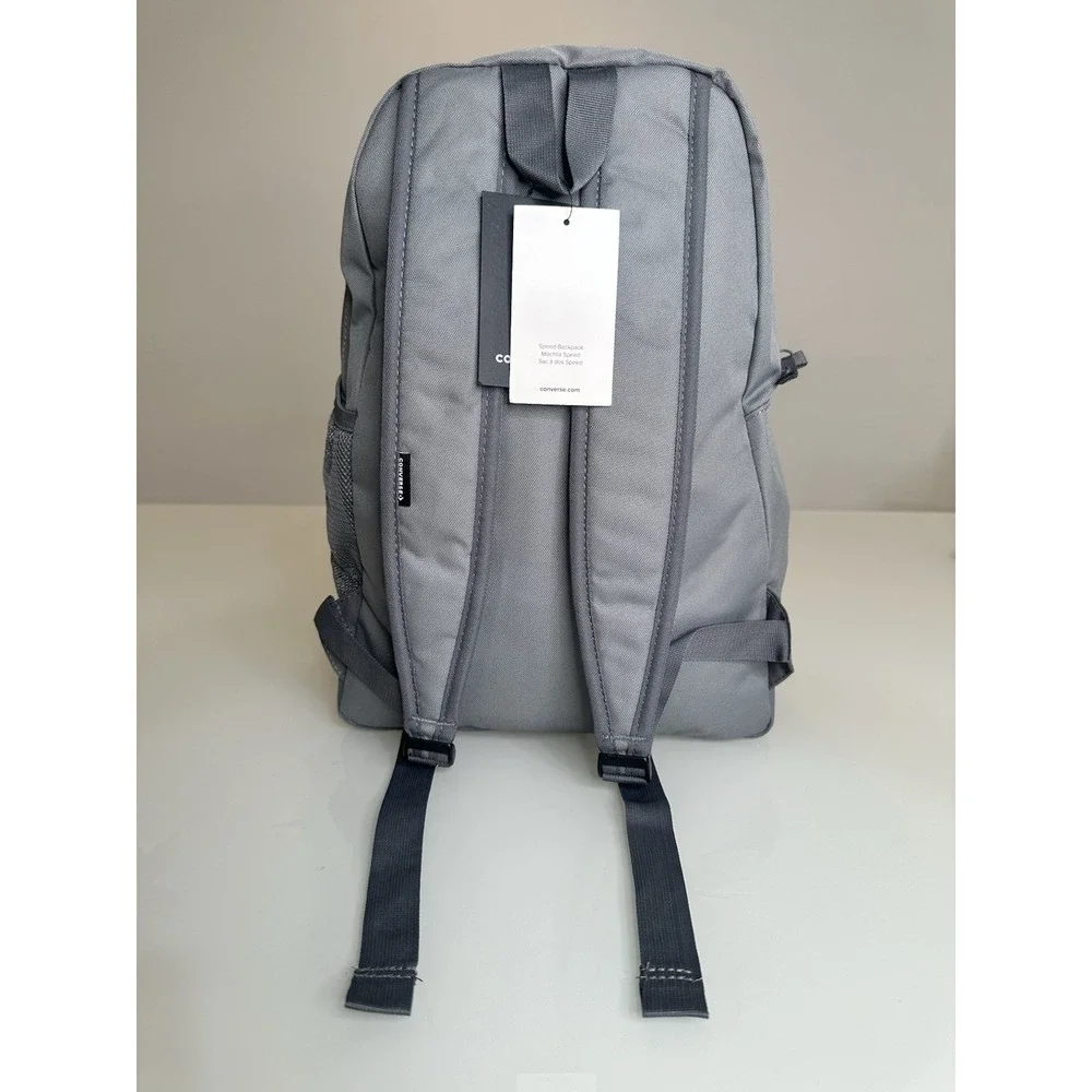 Converse Speed 2 Backpack Grey White Logo School Travel Bag 10018262-A04 NWT OS